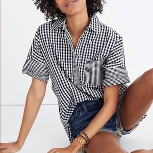 Madewell gingham Play button down shirt